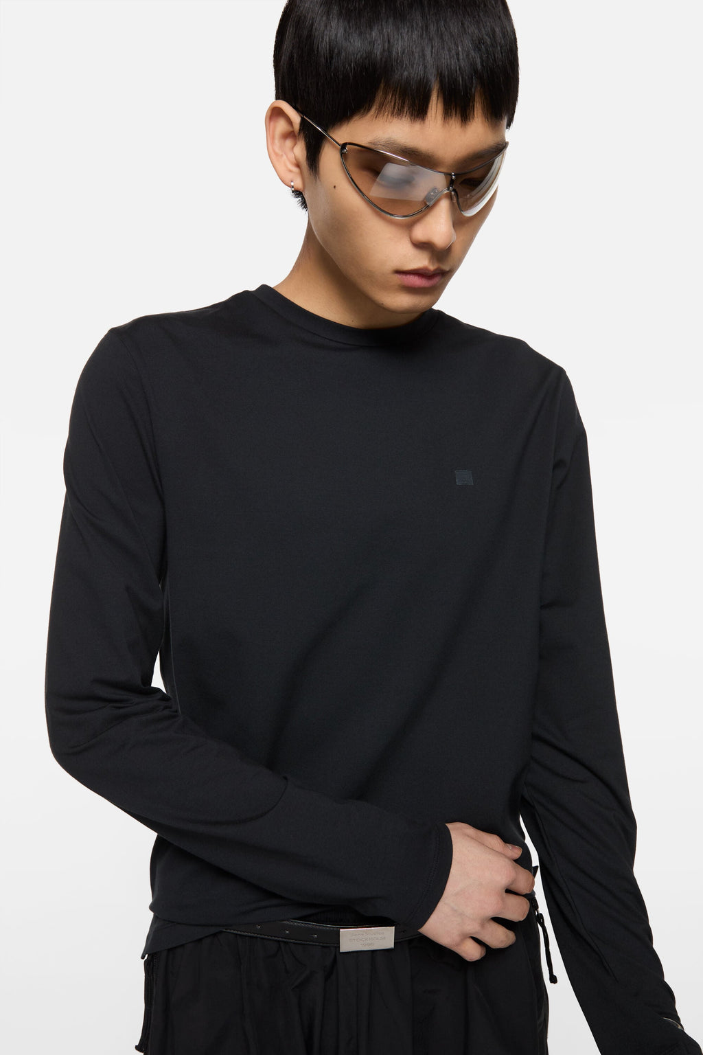 ACNE STUDIOS CLASSIC FACE LONG-SLEEVE T-SHIRT — BLACK — styled view