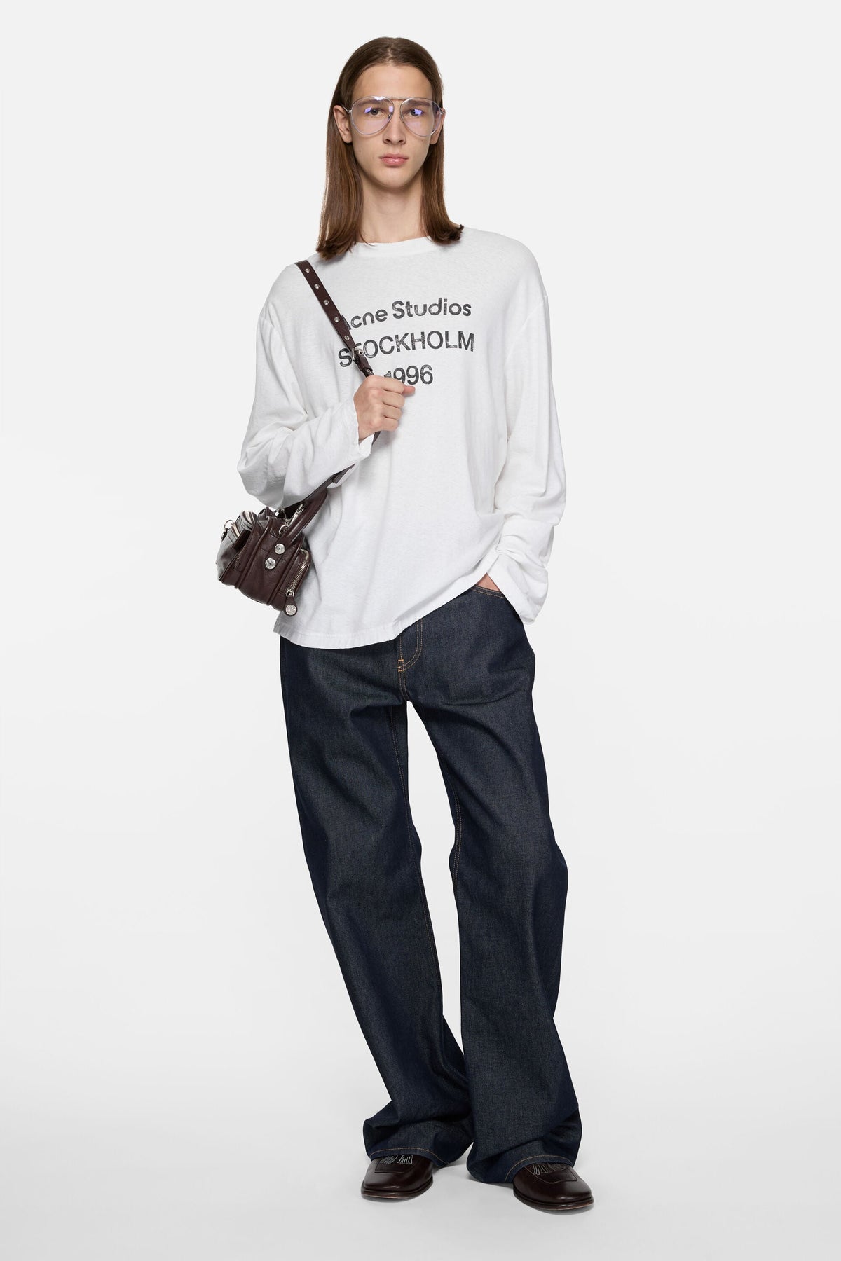 ACNE STUDIOS STOCKHOLM 1996 LONG-SLEEVE T-SHIRT — OFF WHITE — styled view