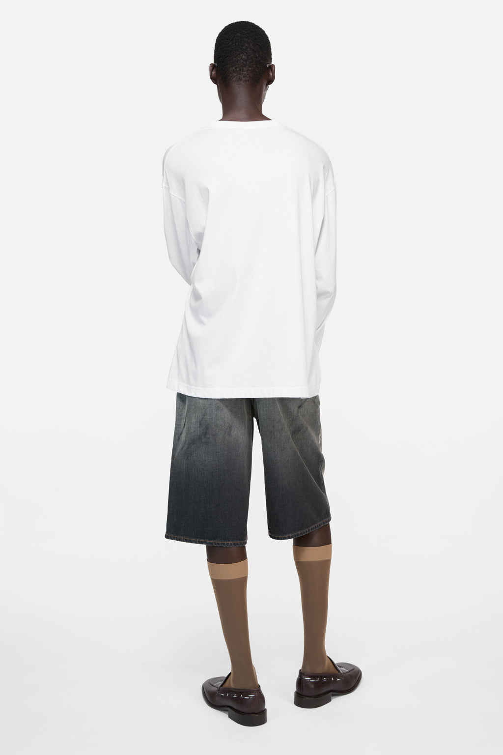 ACNE STUDIOS RIVET LOGO LONG-SLEEVE T-SHIRT — OPTIC WHITE — styled view