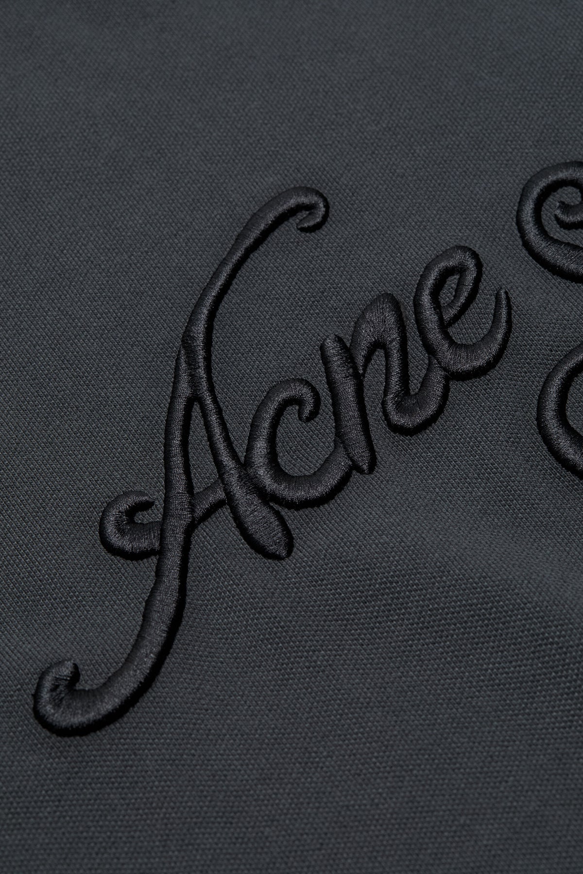 ACNE STUDIOS 3D EMBROIDERED LOGO LONG-SLEEVE T-SHIRT — FADED BLACK — detail