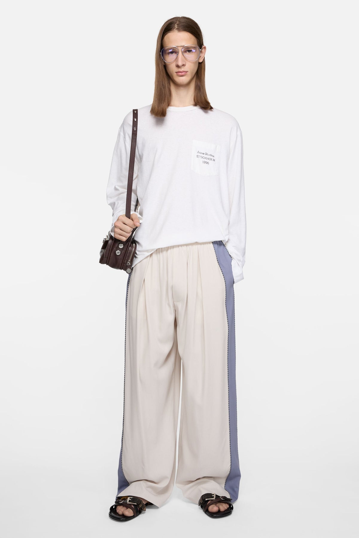 ACNE STUDIOS 1996 POCKET LONG-SLEEVE T-SHIRT — OPTIC WHITE — styled view