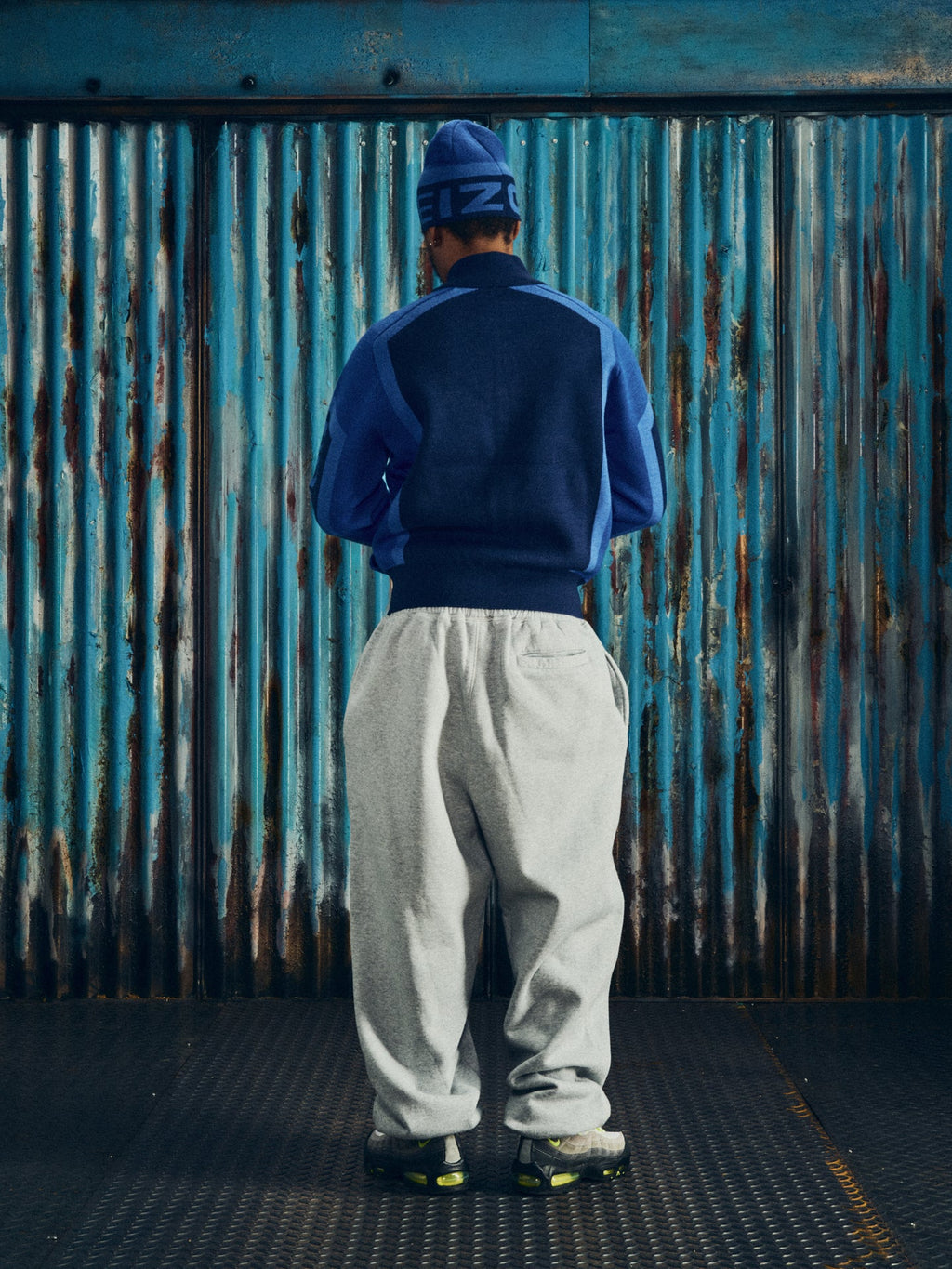 Corteiz Precision Knit Zip-Up — Navy — styled view