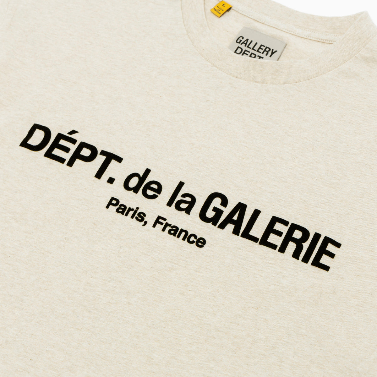 GALLERY DEPT. French Logo Lux Long Sleeve — Heather Oatmeal — detail view