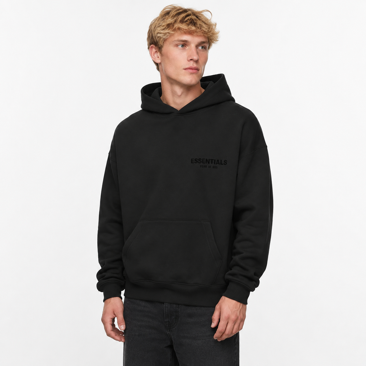 ESSENTIALS SS22 CORE PULLOVER HOODIE — STRETCH LIMO — view 3