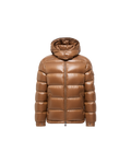 Moncler Maya Glossy Hooded Down Jacket — Beige — product view 1