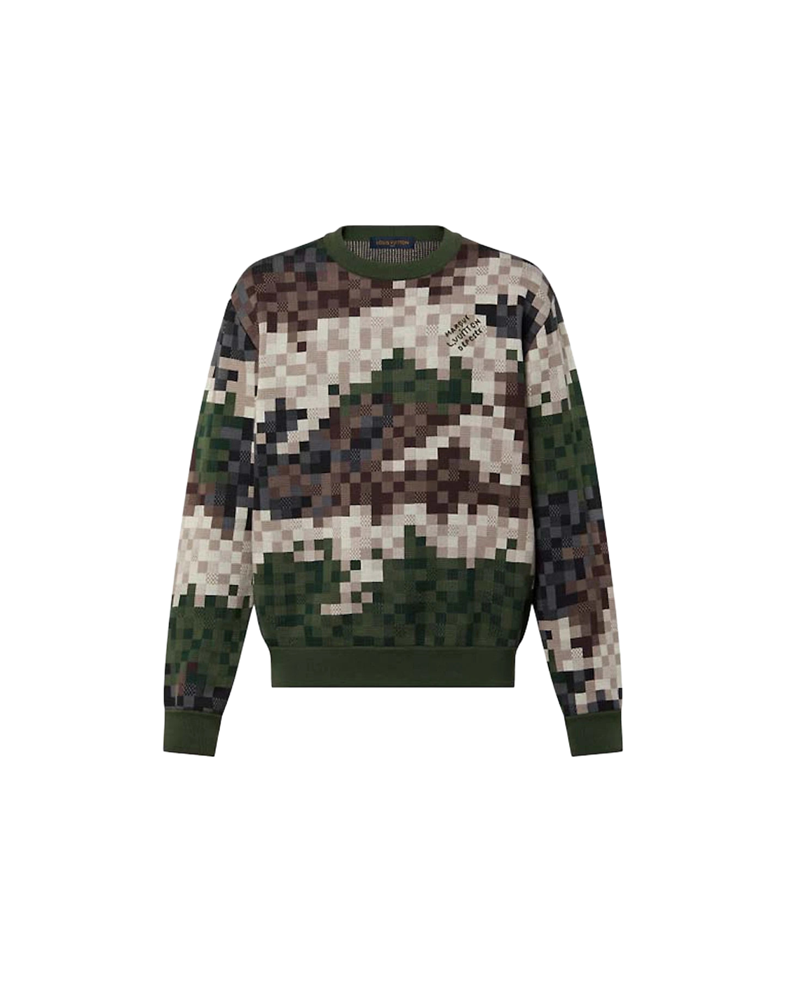 Louis Vuitton Damier Damoflage Jacquard Pullover — Green — front view