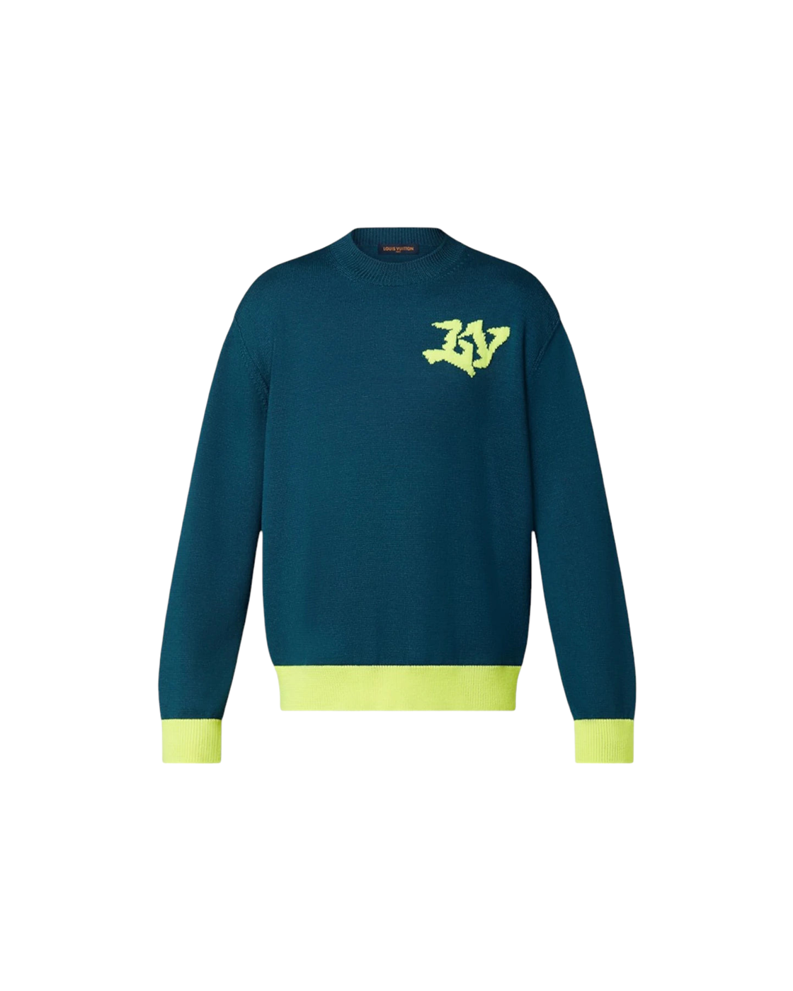 Louis Vuitton LV Logo Signature Knit Sweater — Green / Yellow — front view