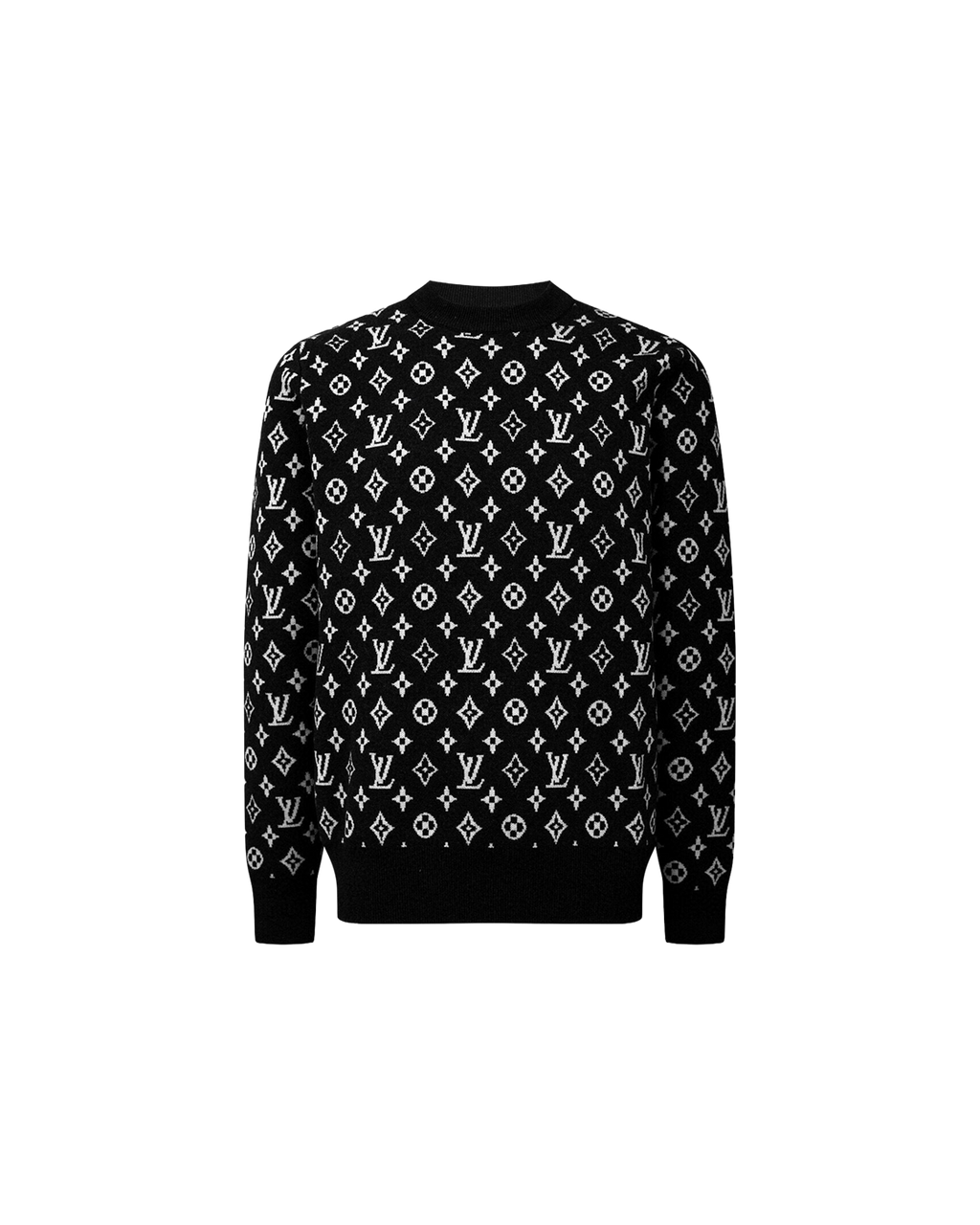 Louis Vuitton Monogram Signature Knit Sweater — Black / White — front view