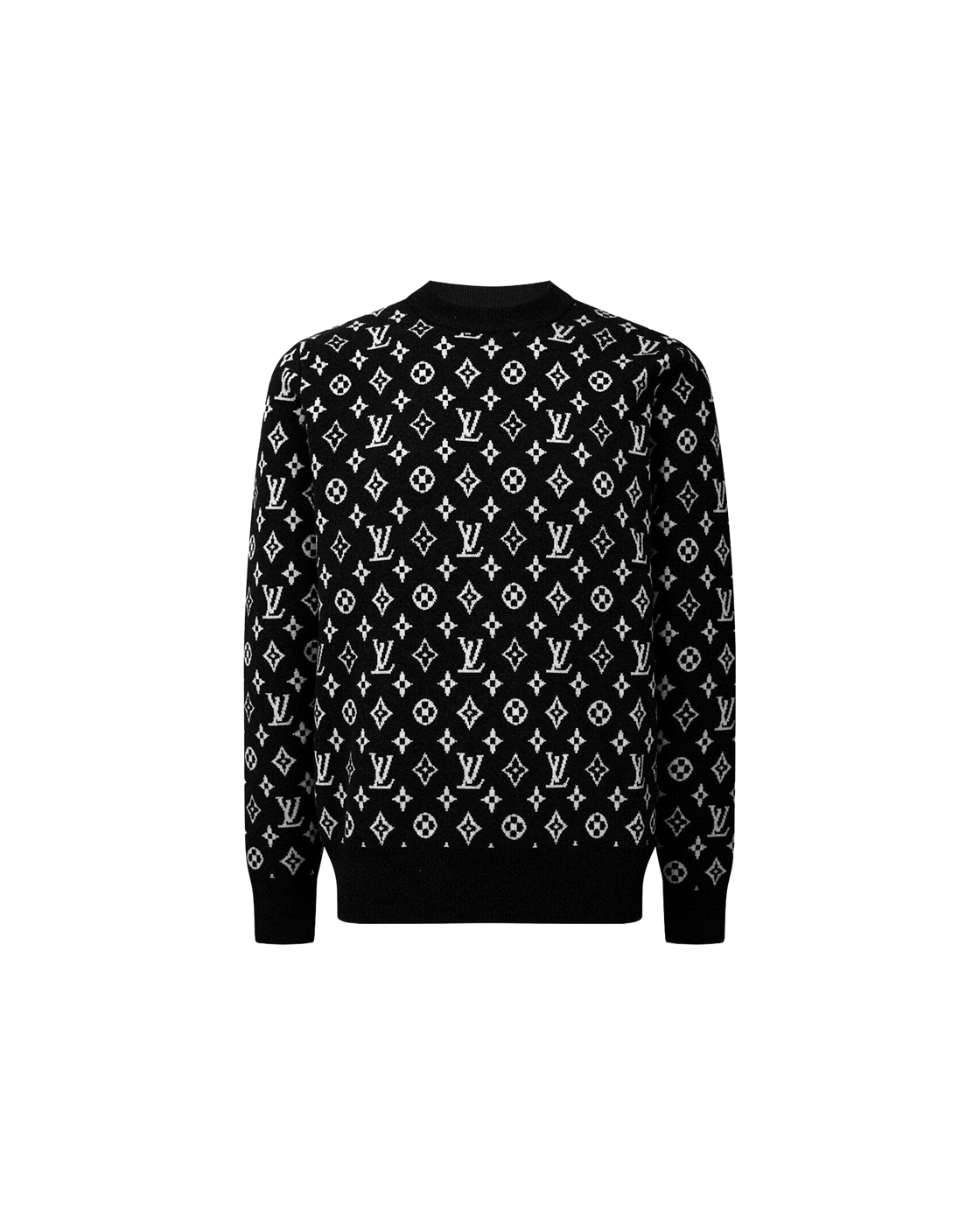 Louis Vuitton Monogram Signature Knit Sweater — Black / White — front view