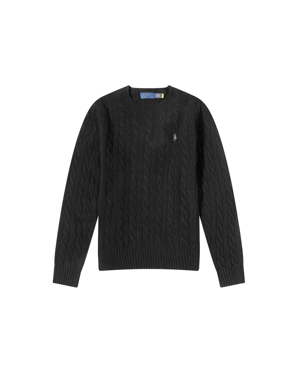 Polo Ralph Lauren Fine Cable Crewneck Sweater — Polo Black — front view