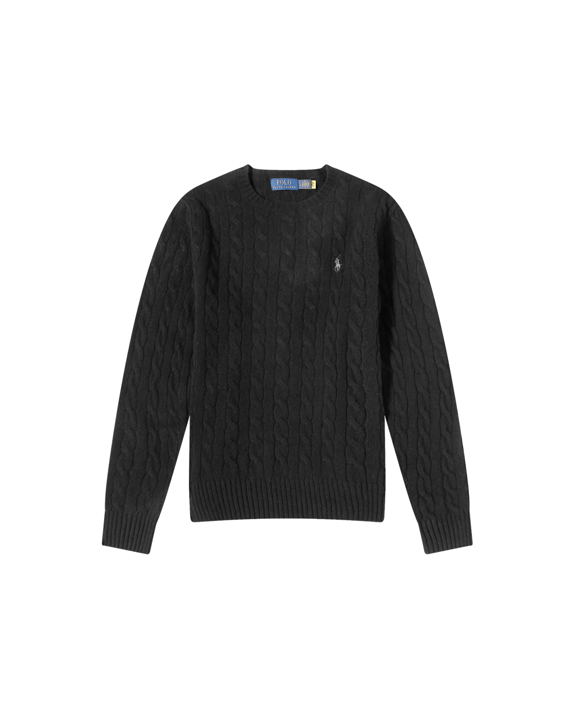 Polo Ralph Lauren Fine Cable Crewneck Sweater — Polo Black — front view