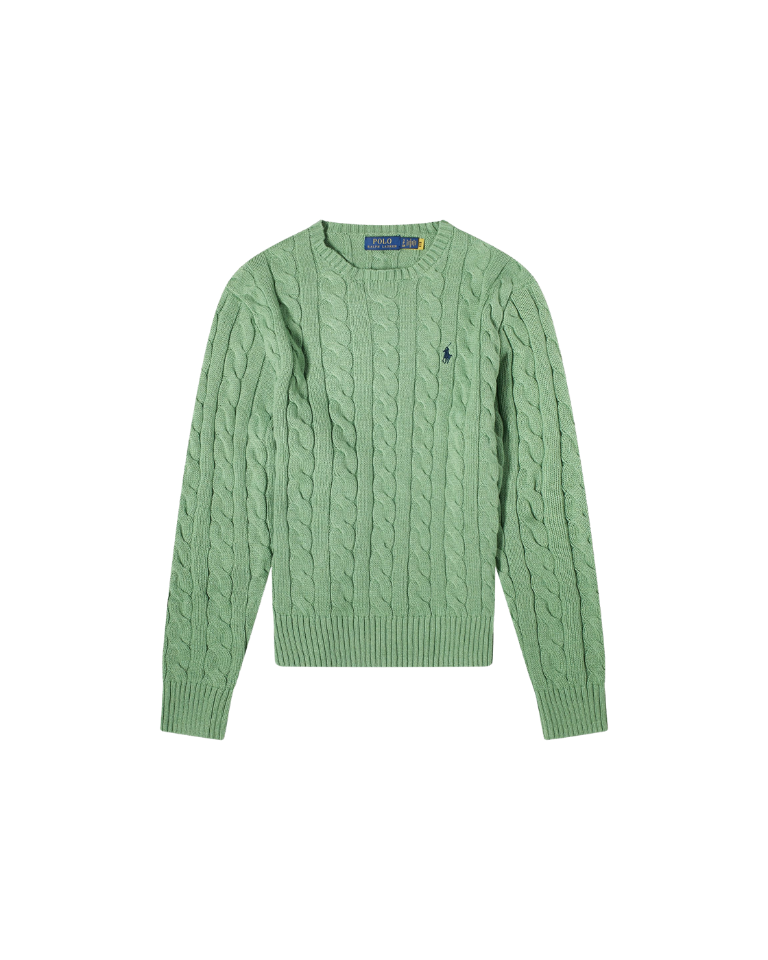 Polo Ralph Lauren Cable Crewneck Sweater — Field Green Heather — front view