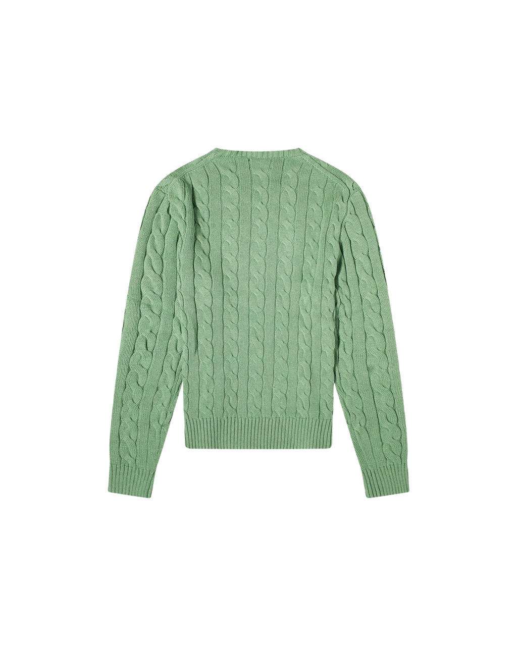 Polo Ralph Lauren Cable Crewneck Sweater — Field Green Heather — back view