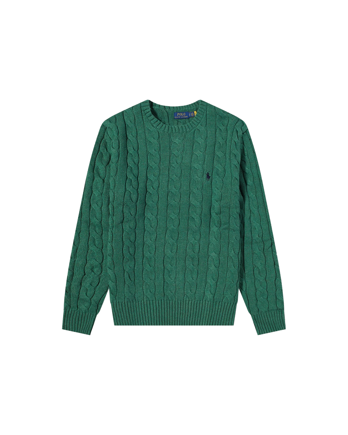 Polo Ralph Lauren Cable Crewneck Sweater — Verano Green Heather — front view
