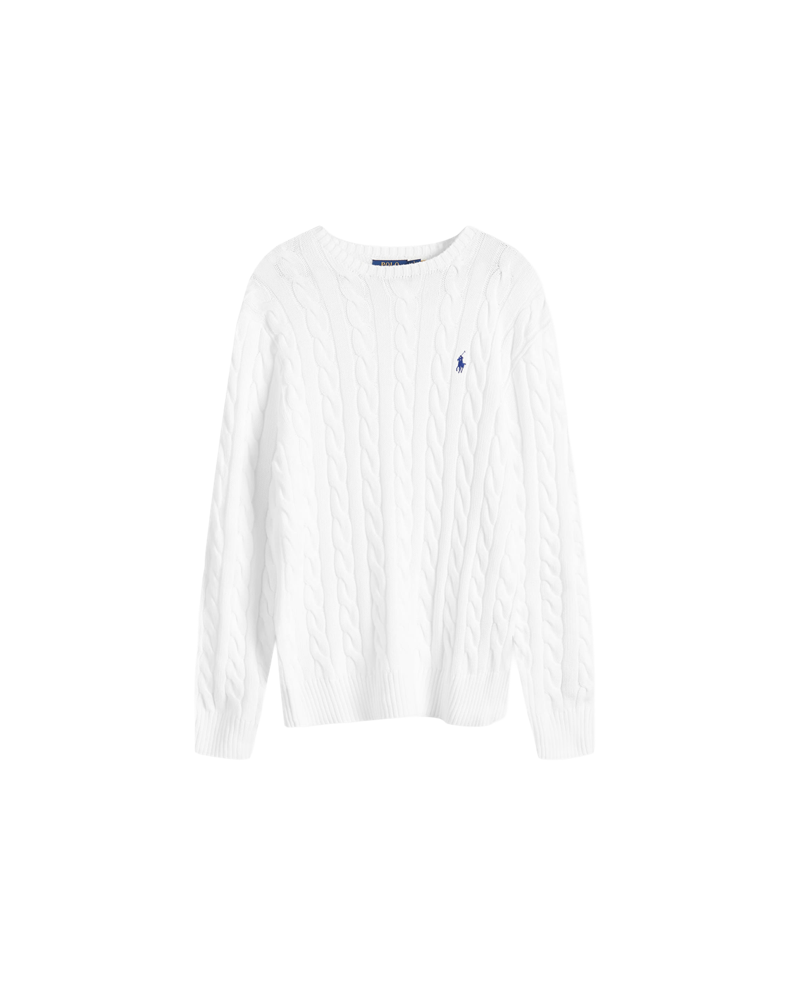 Polo Ralph Lauren Cable Crewneck Sweater — White — front view