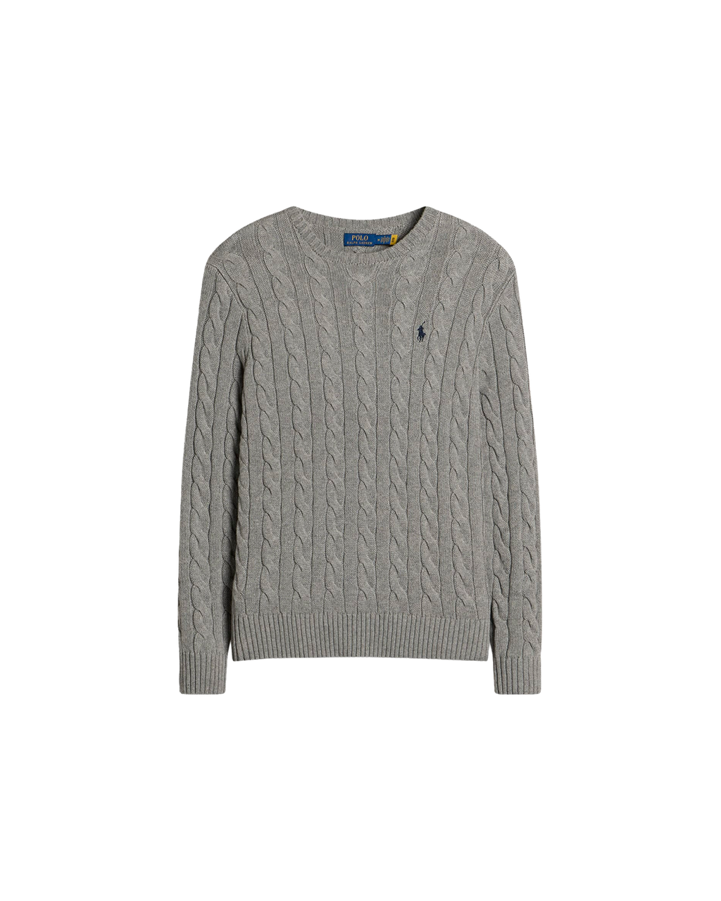 Polo Ralph Lauren Cable Sweater — Fawn Grey Heather — front view