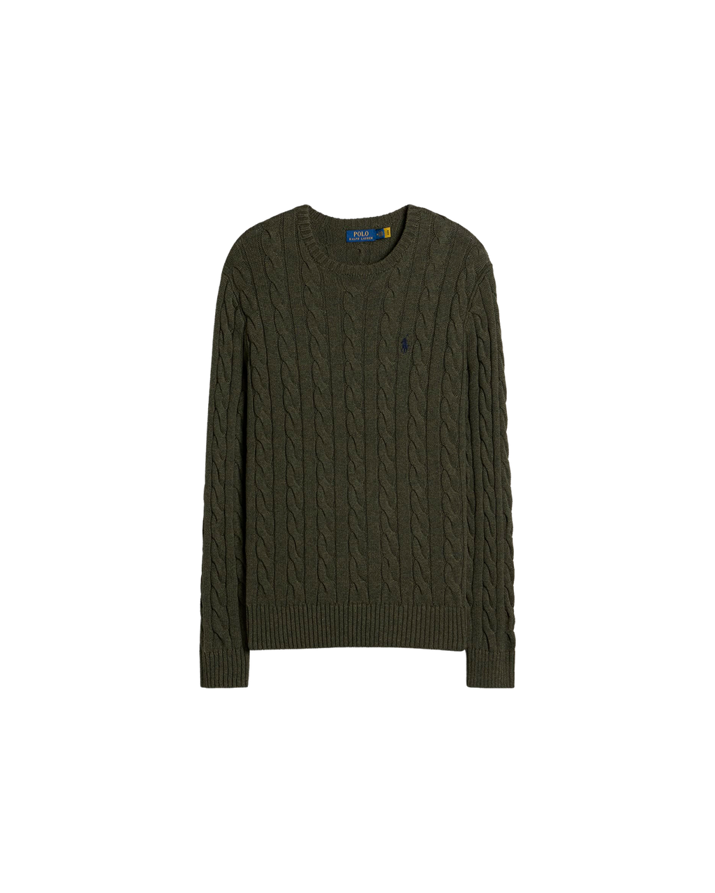 Polo Ralph Lauren Cable Sweater — Olive Shrub Heather — front view
