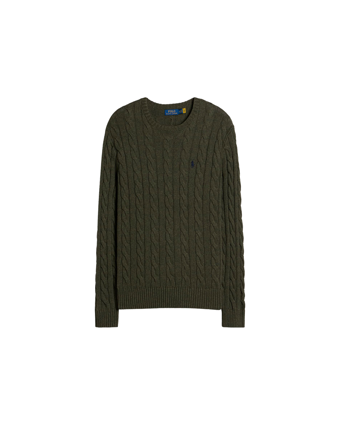Polo Ralph Lauren Cable Sweater — Olive Shrub Heather — front view