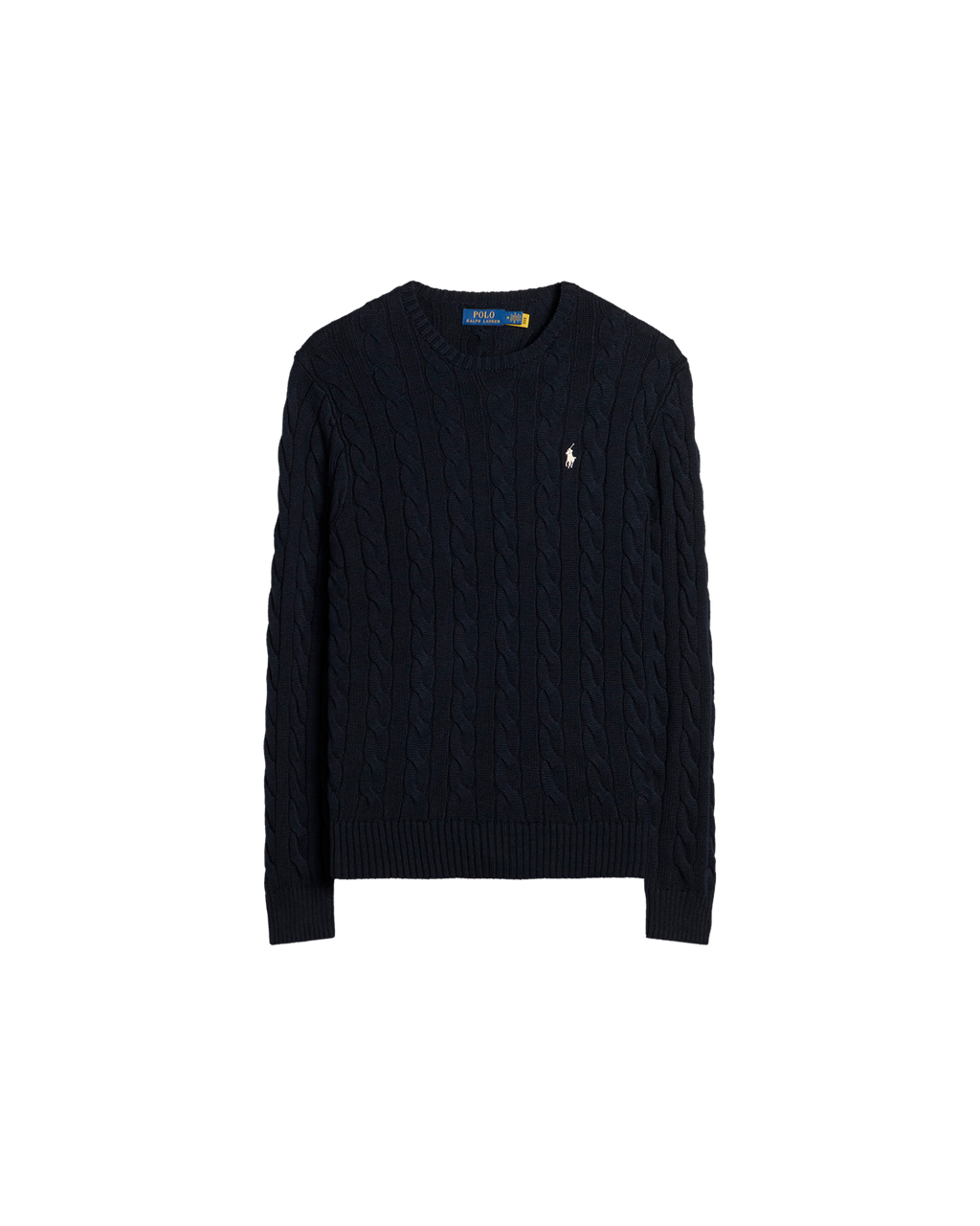 Polo Ralph Lauren Cable Sweater — Hunter Navy/White — front view