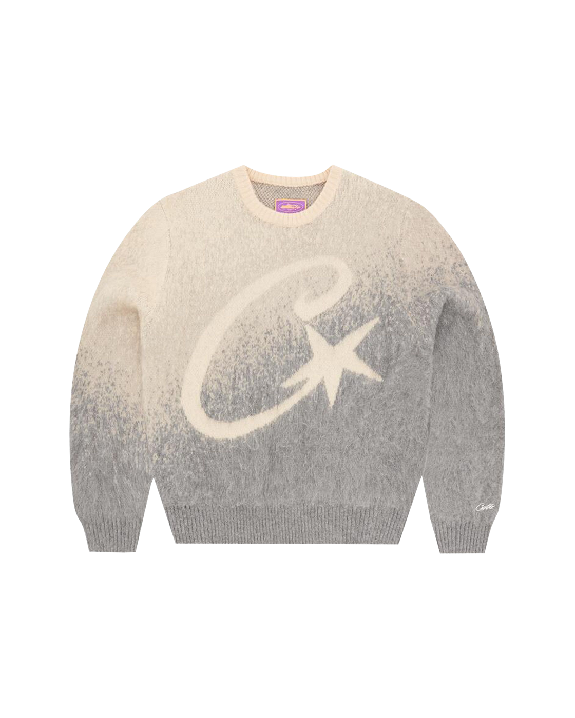 Corteiz C-Star Gradient Knit Sweater — Grey / Yellow — front view