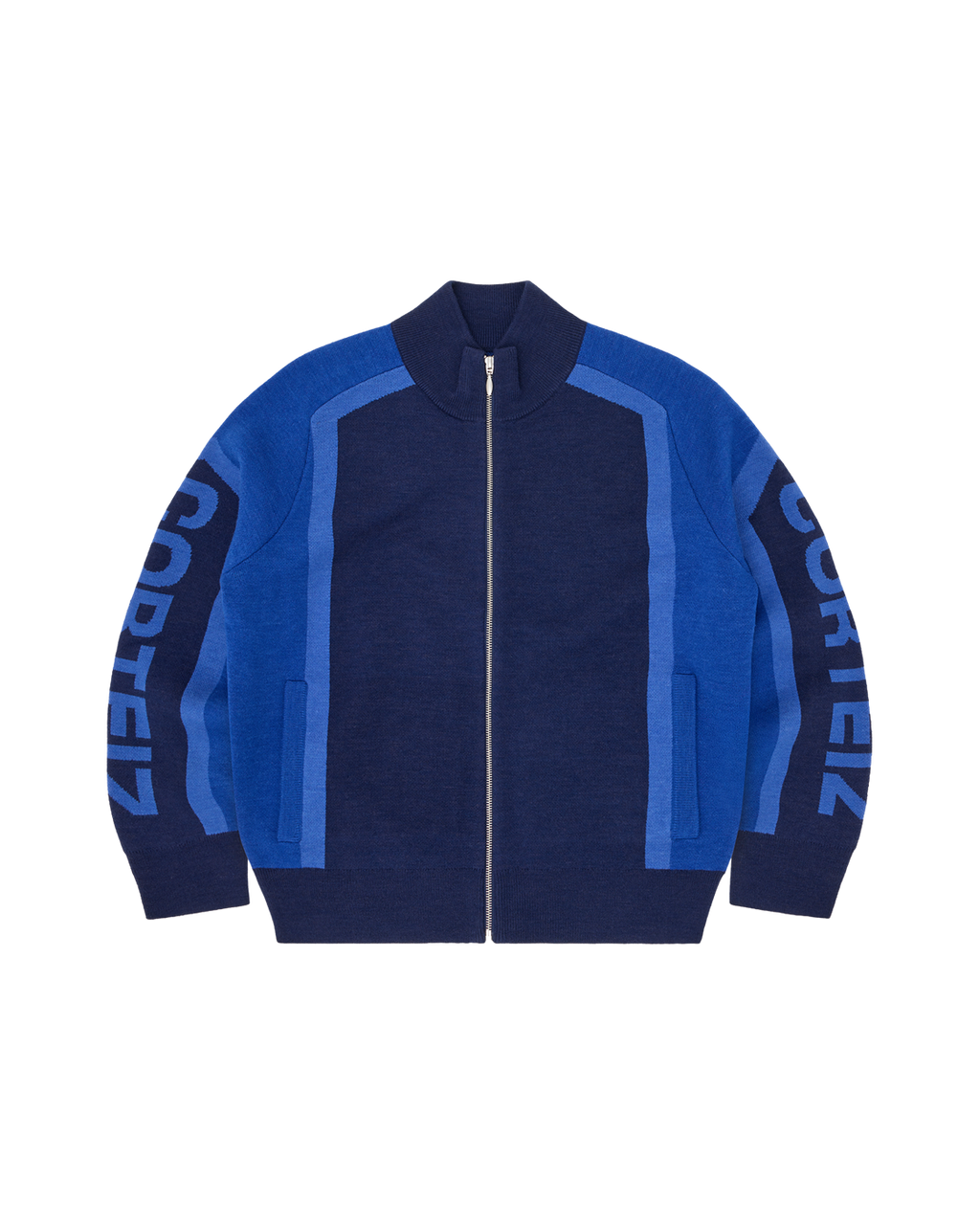 Corteiz Precision Knit Zip-Up — Navy — front view