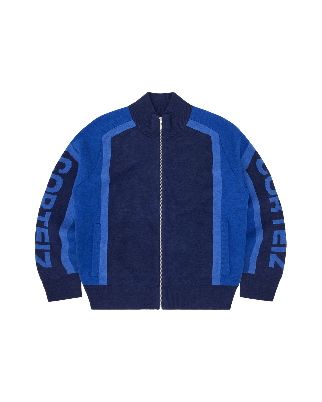 Corteiz Precision Knit Zip-Up — Navy — front view