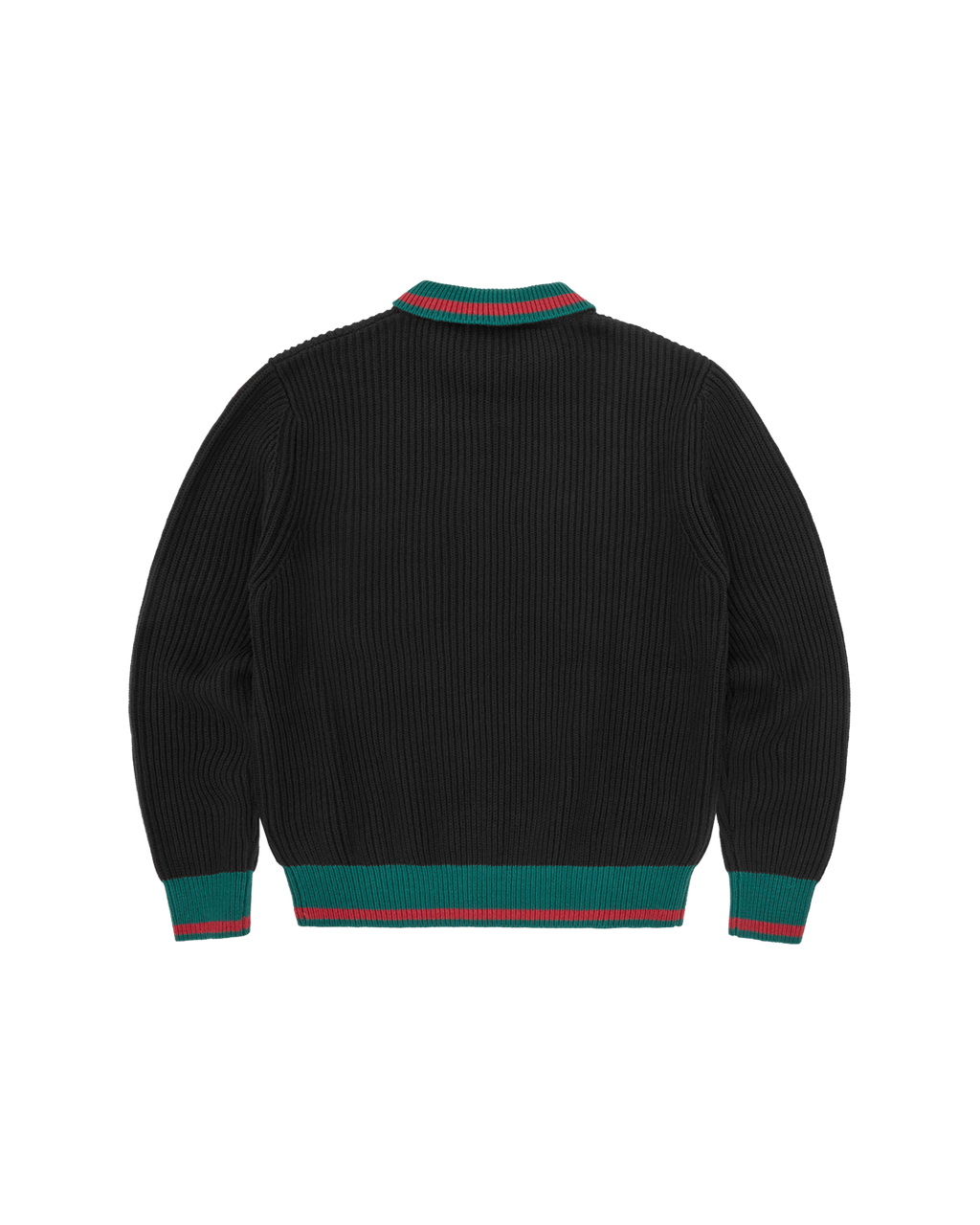 Corteiz Gianni Knit Polo Sweater — Black — back view
