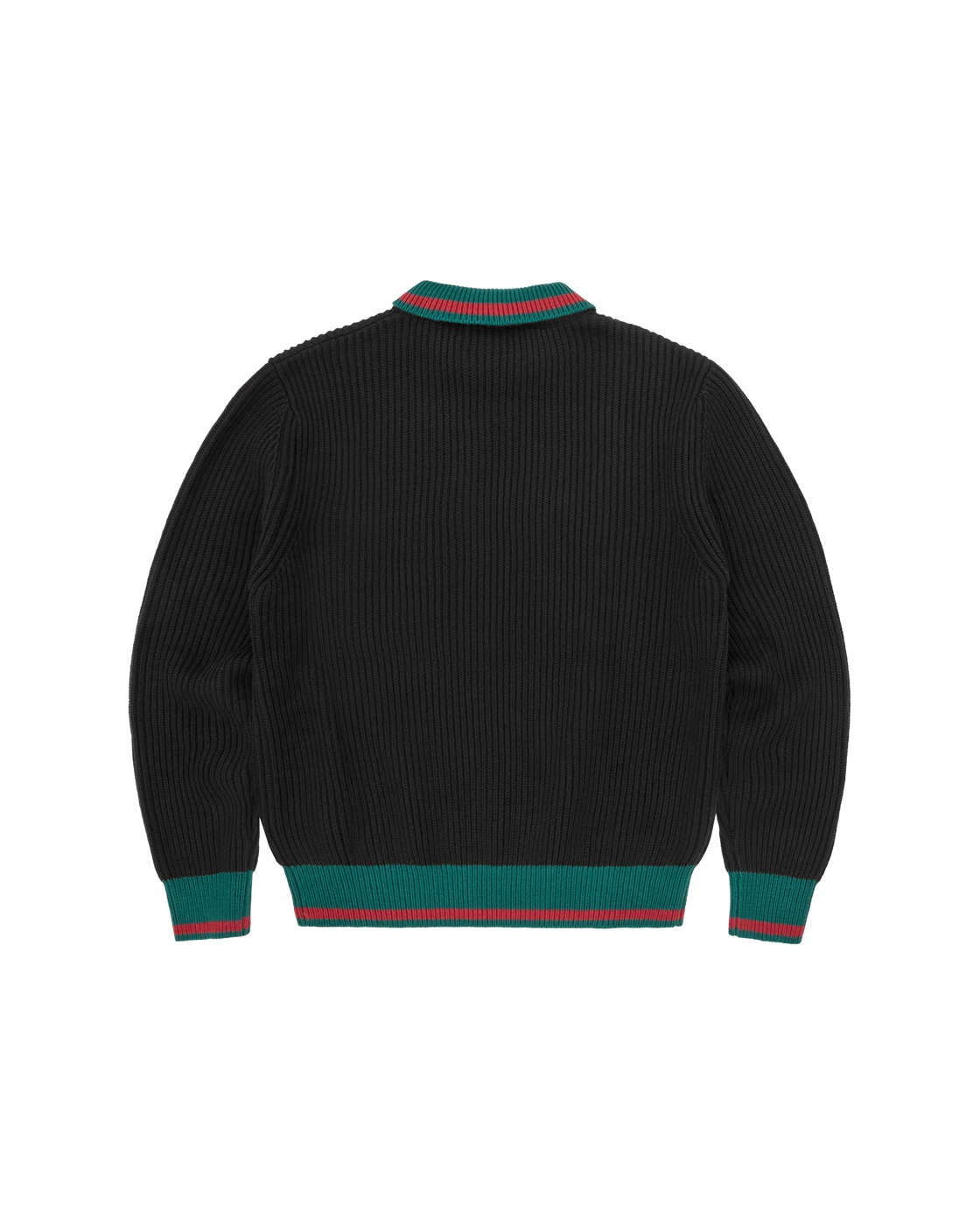 Corteiz Gianni Knit Polo Sweater — Black — back view