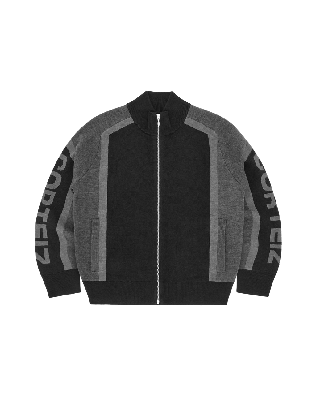 Corteiz Precision Knit Zip-Up — Black — front view