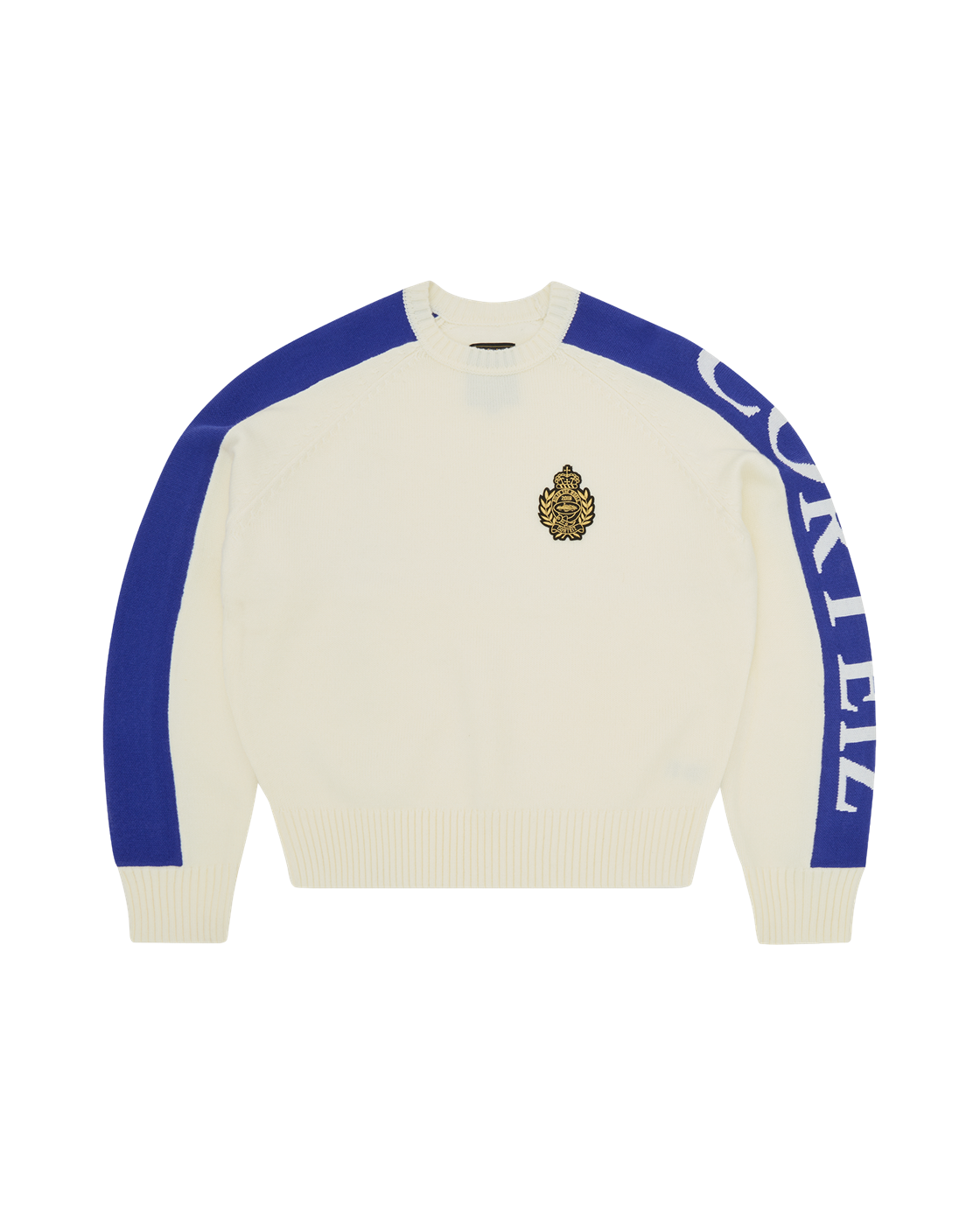 Corteiz VVS Panel Knit Sweater — Cream — front view