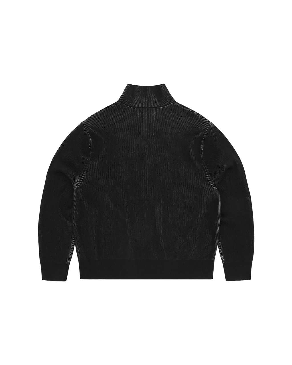 Corteiz 2 Tone Ribbed Knit Zip-Up — Black — back view