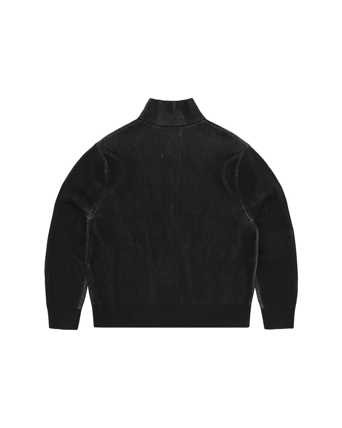 Corteiz 2 Tone Ribbed Knit Zip-Up — Black — back view