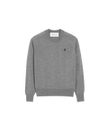 AMI Paris Ami de Cœur Fine Knit Small Logo Crewneck Sweater — Grey / Black — front view