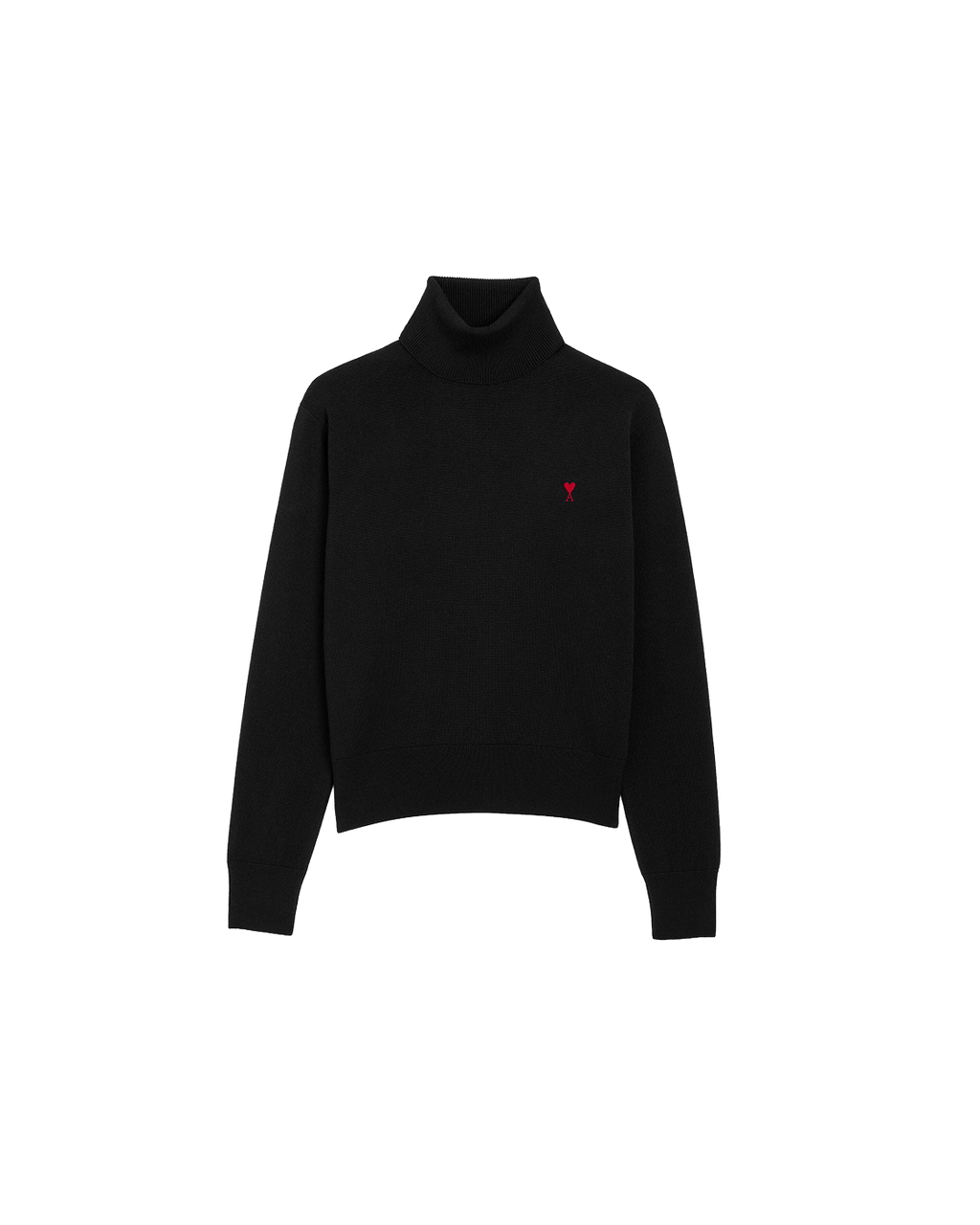 AMI Paris Ami de Cœur Small Logo Turtleneck Sweater — Black / Red — front view
