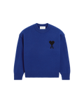 AMI Paris Ami de Cœur Large Logo Crewneck Sweater — Royal Blue / Black — front view