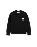 AMI Paris Ami de Cœur Large Logo Crewneck Sweater — Black / Ivory — front view