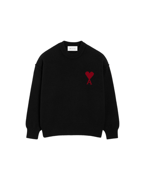 AMI Paris Ami de Cœur Large Logo Crewneck Sweater — Black / Red — front view