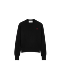AMI Paris Ami de Cœur Small Logo Crewneck Sweater — Black / Red — front view