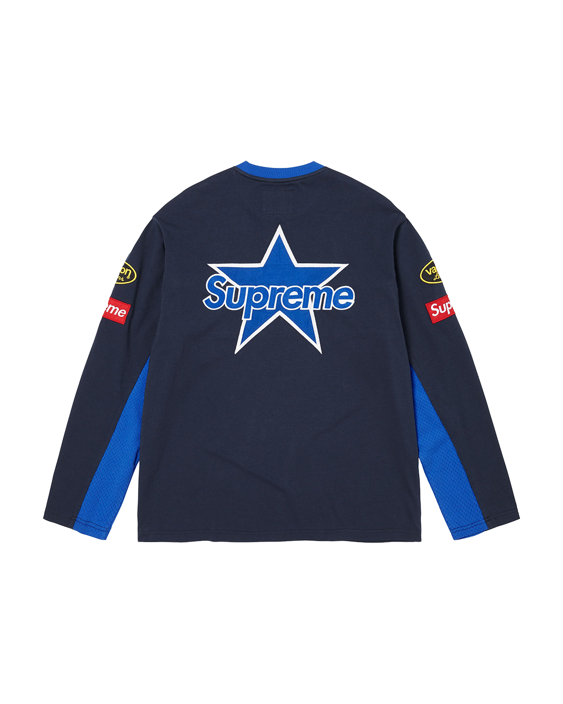 Supreme Vanson Leathers Long Sleeve Top — Navy — back view