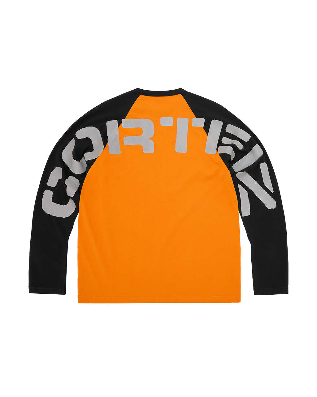 CORTEIZ Stencil Raglan Long Sleeve — Orange/Black — back view