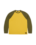 CORTEIZ Stencil Raglan Long Sleeve — Gold/Olive — front view