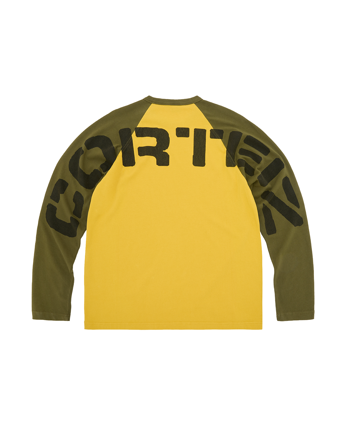CORTEIZ Stencil Raglan Long Sleeve — Gold/Olive — back view