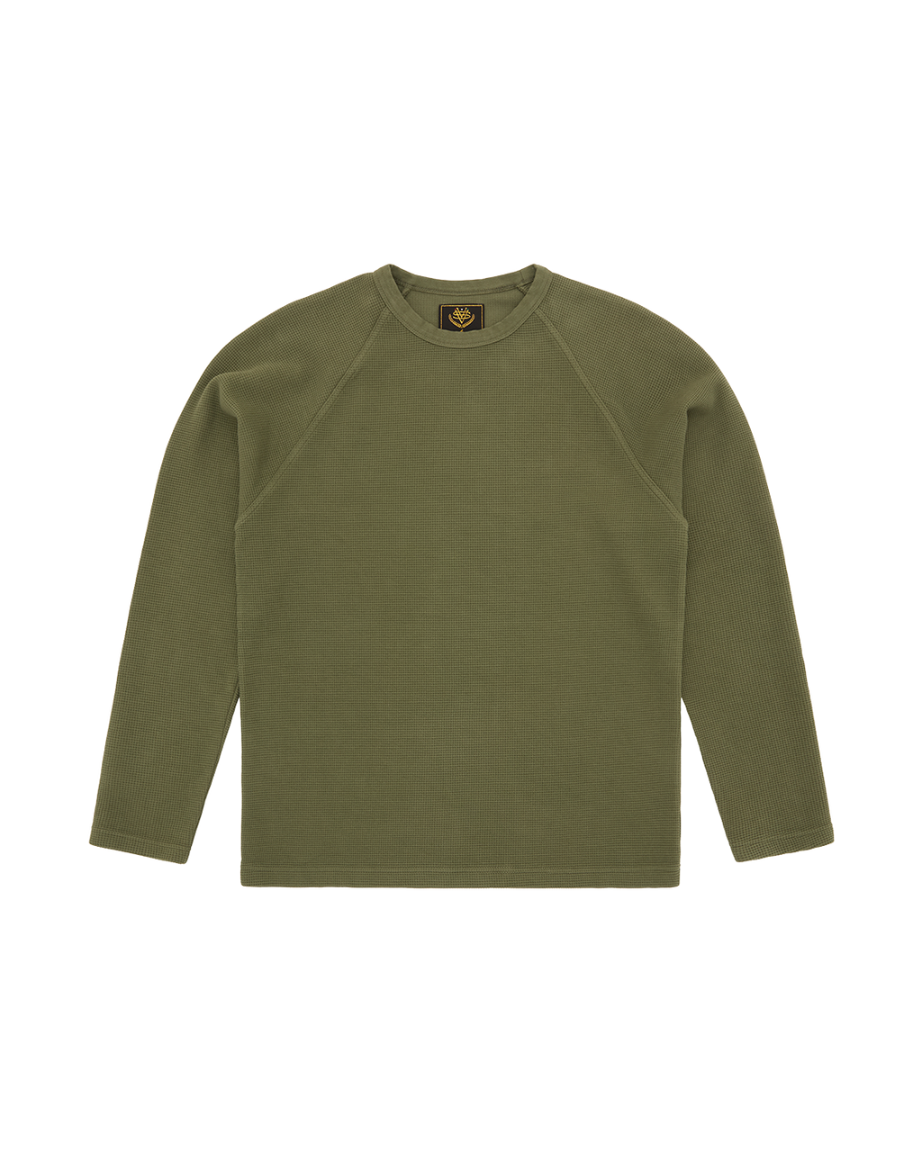 CORTEIZ Star Raglan Waffle Thermal Long Sleeve — Olive — front view