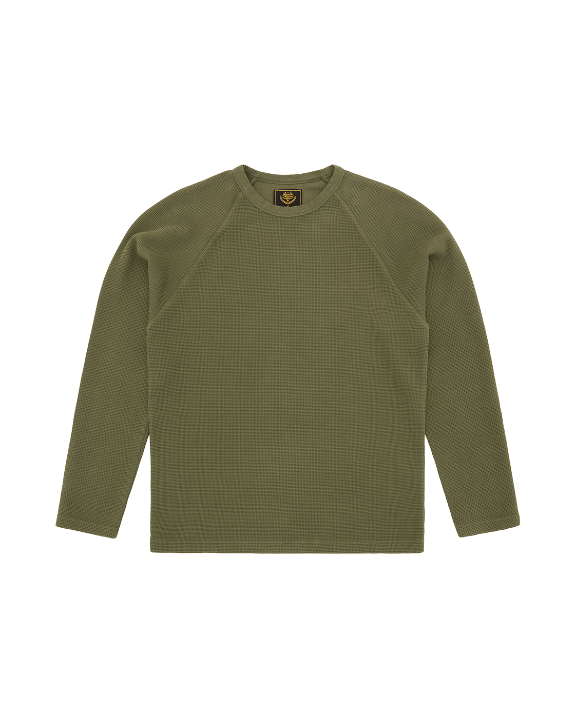 CORTEIZ Star Raglan Waffle Thermal Long Sleeve — Olive — front view