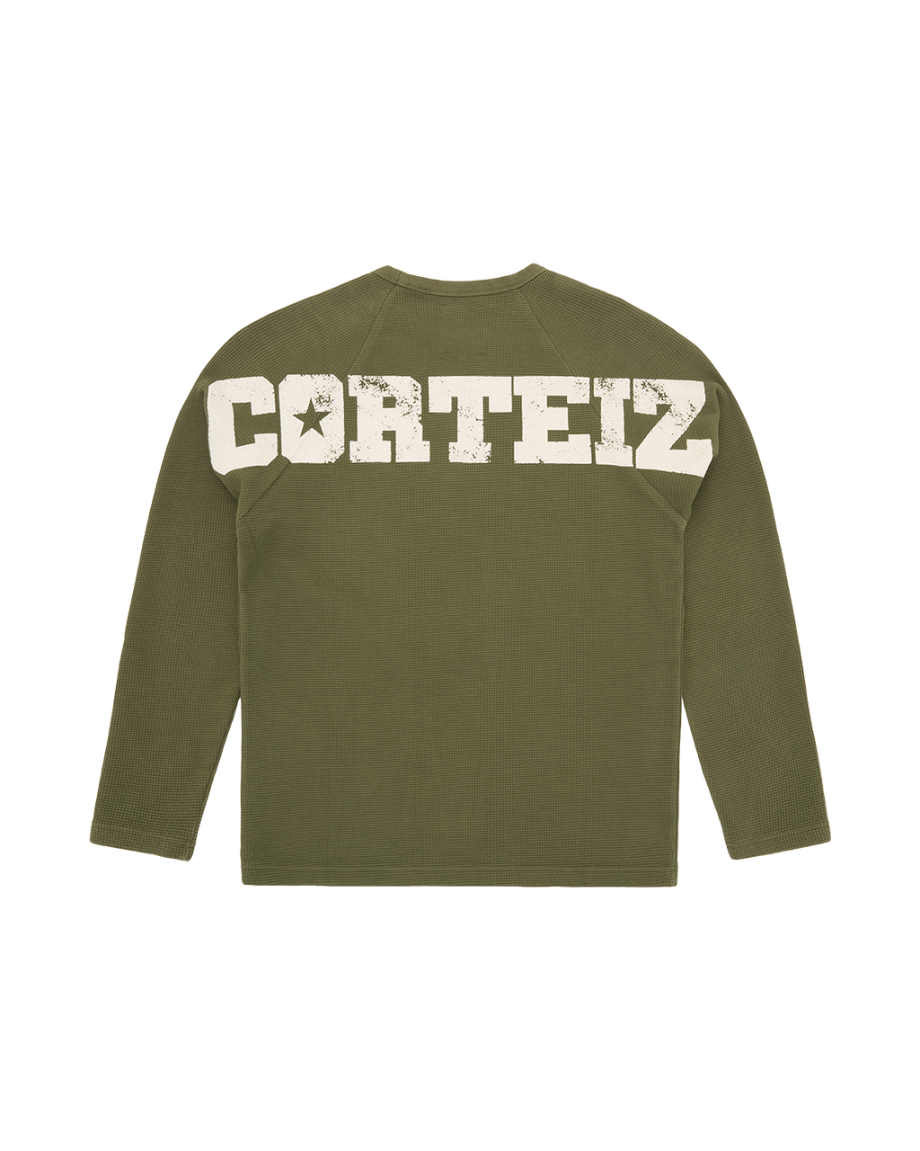 CORTEIZ Star Raglan Waffle Thermal Long Sleeve — Olive — back view
