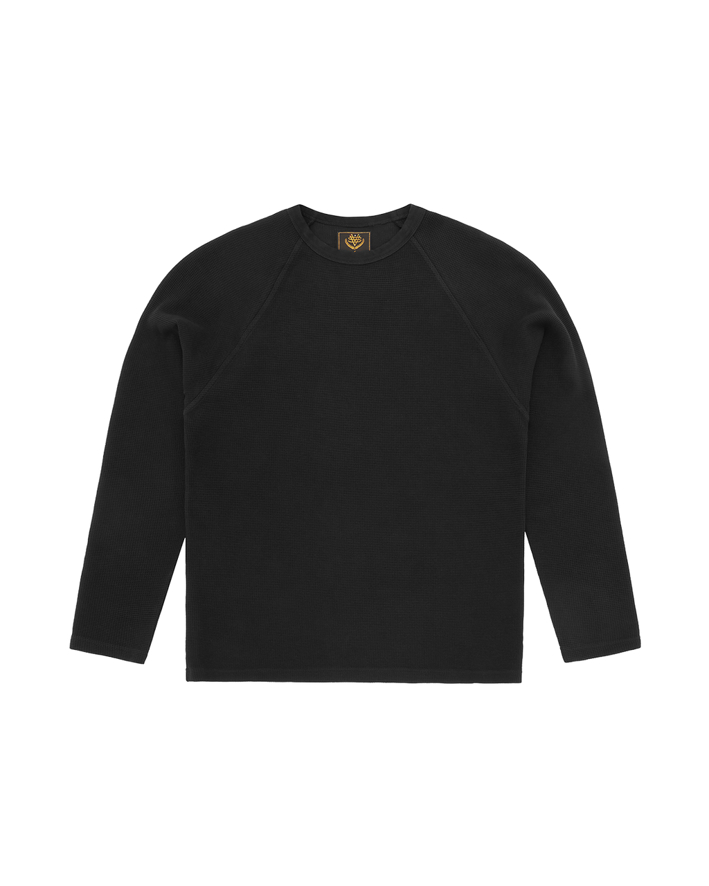 CORTEIZ Star Raglan Waffle Thermal Long Sleeve — Black — front view