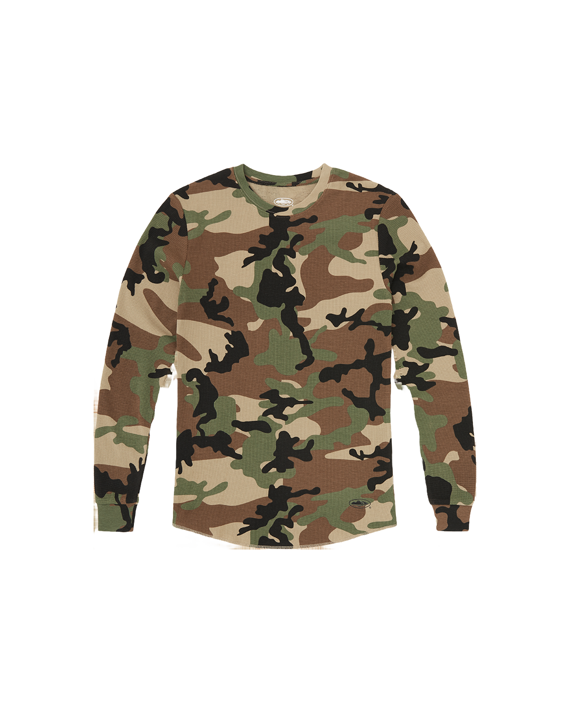 CORTEIZ Guerillaz Thermal Long Sleeve — Woodland Camo — front view