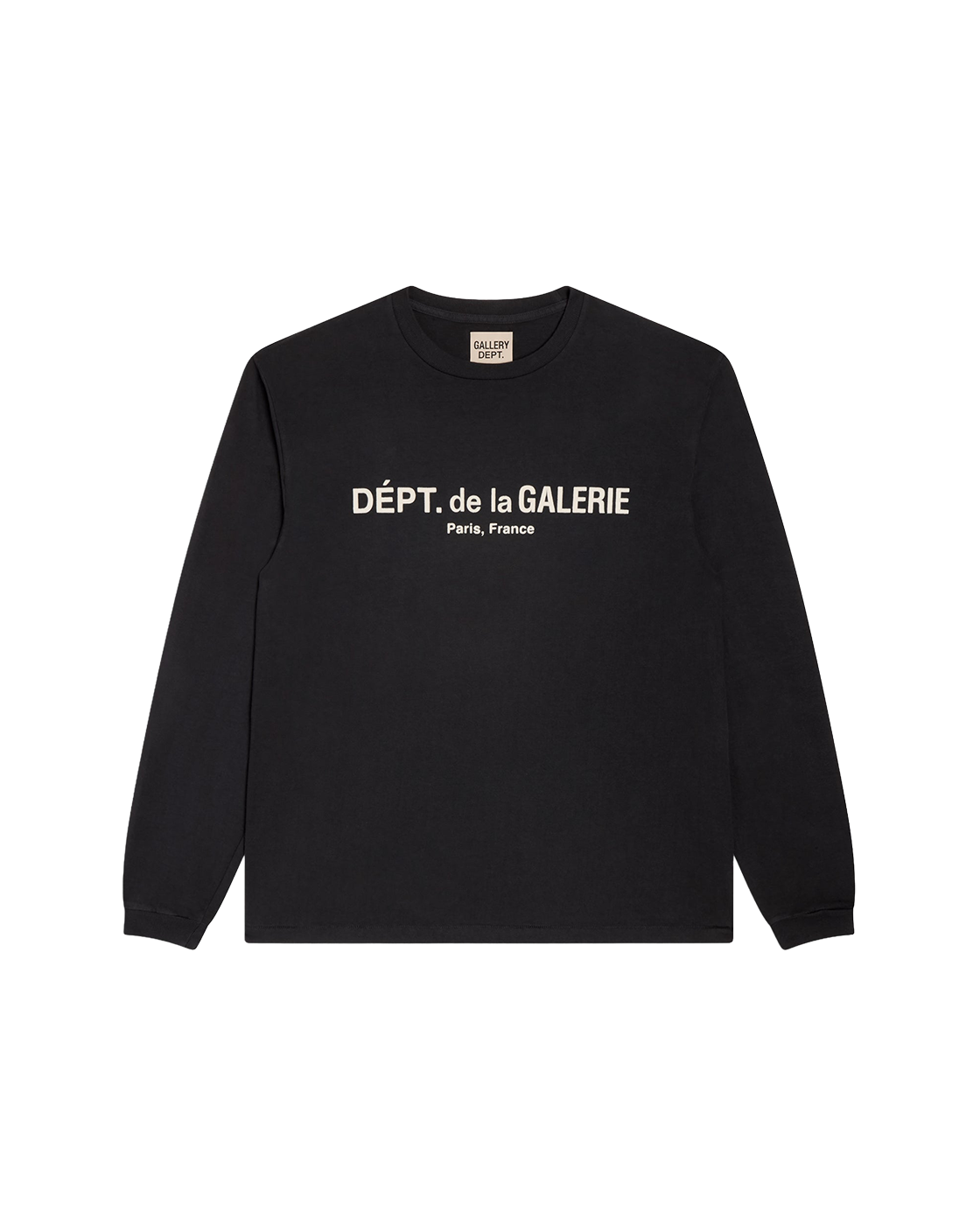 GALLERY DEPT. French Logo Lux Long Sleeve — Washed Black — front view