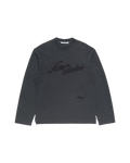 ACNE STUDIOS 3D EMBROIDERED LOGO LONG-SLEEVE T-SHIRT — FADED BLACK — front view