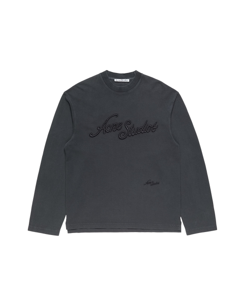 ACNE STUDIOS 3D EMBROIDERED LOGO LONG-SLEEVE T-SHIRT — FADED BLACK — front view